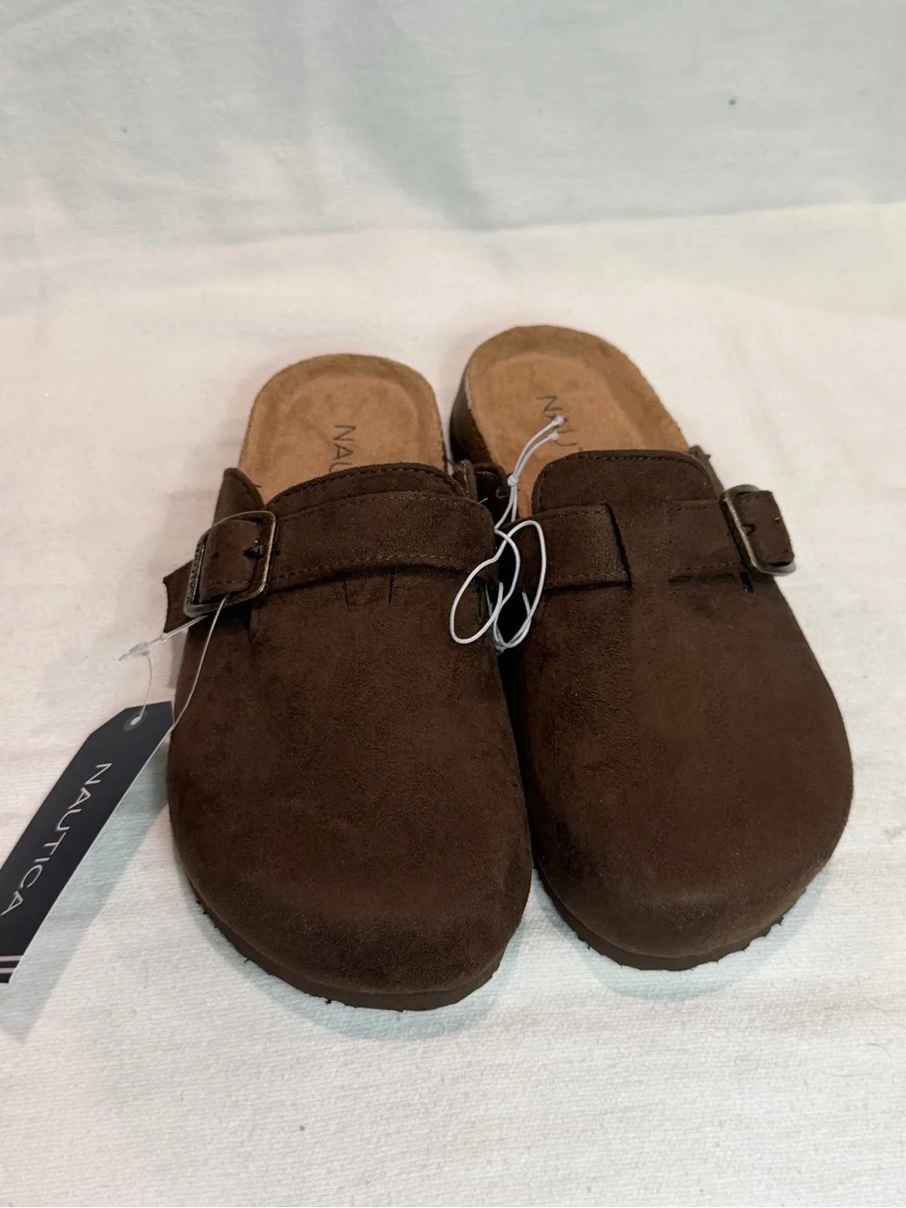Nautica Brown Suede Slip-On Clog Slippers